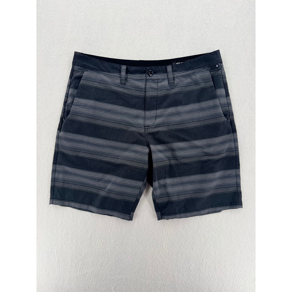 Volcom‎ Mens Frickin Cross Shed Hybrid Board Shorts Size 38 Grey Black Striped